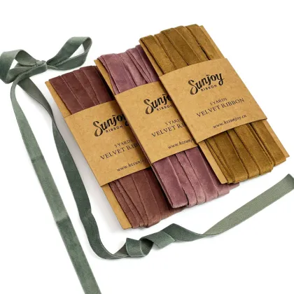 Nylon Eco-Friendly Silk Velvet Ribbon with Custom Printing and Logo