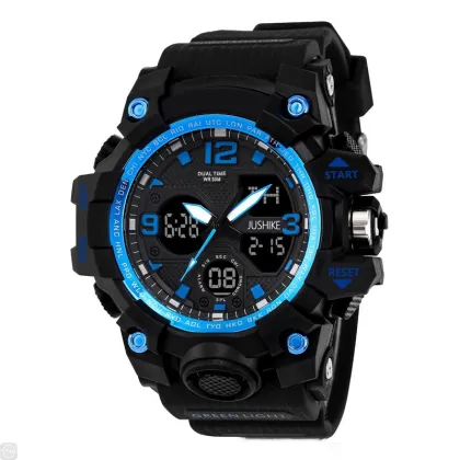 CURREN G Men's 50M Waterproof Shock-Resistant Stainless Steel and TPU Strap Sports Digital Watch