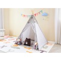 Teepee cinzento para crianças raposa com almofadas