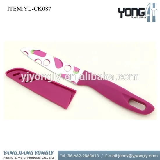 4" Stainless steel fruit paring knife with colorful pattern blade