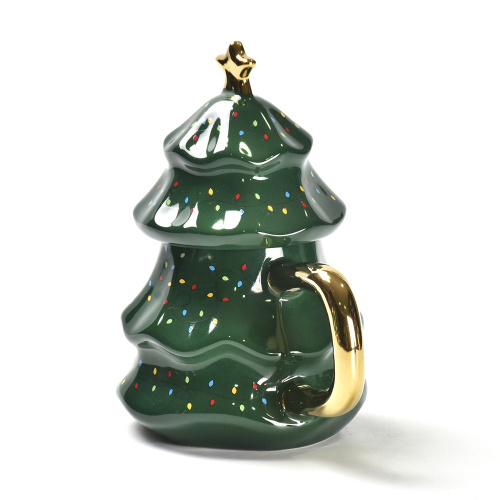 Taza de árbol de Navidad con tapa regalo de Navidad
