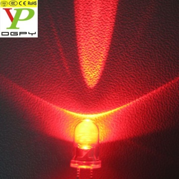 30 derece görüntüleme açısına sahip 5mm kırmızı LED (CE &amp; ROHS uyumlu)