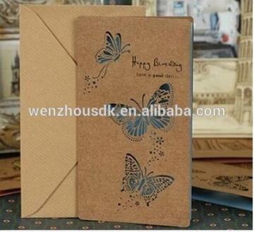 Coated Paper,Art Paper Material folded print Type butterfly heart happy birthday Greeting cards