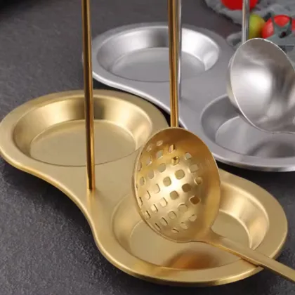 Gold Stainless Steel Table Spoon Rack Metal Holder Silver Kitchen Ladle Spoon Rest