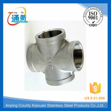 casting stainless steel cross square tube connector 1"