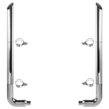 7 inch to 5 inch Exhaust Kit with Long Drop Elbows and Miter Stacks for Peterbilt 359, 379, 389