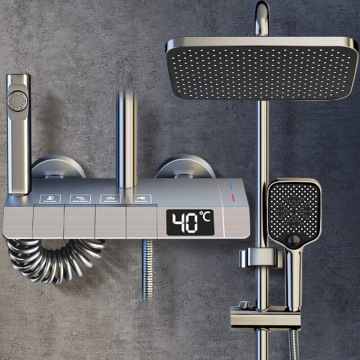 Black Gun Gray White Piano Shower Head 4 Function Brass Shower Set