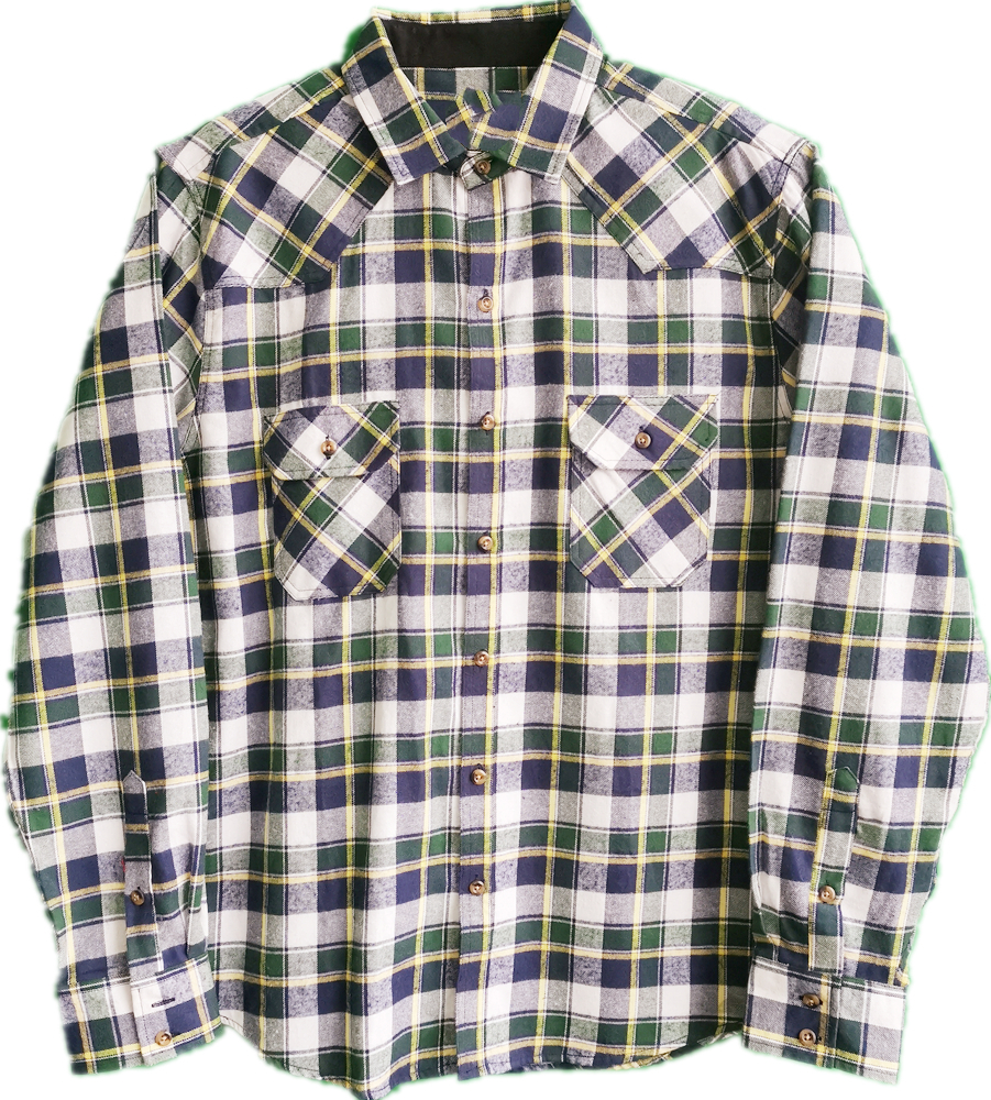 Men Casual Y/D T/C Flannel Long Sleeve Shirt