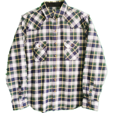 Men Casual Y/D T/C Flannel Long Sleeve Shirt