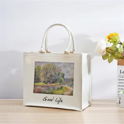 Van Gogh Canvas Fabric Tote Bags: Foldable and Reusable Shopping Bags