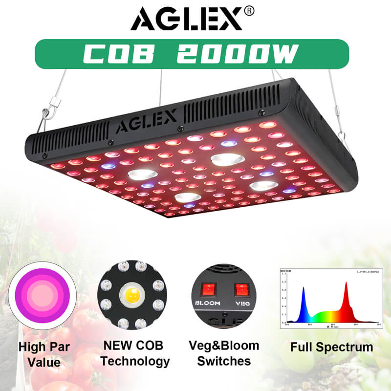 एडजस्टेबल स्पेक्ट्रम 2000W LED ग्रो लाइट लाइट PPF 1142umol / s
