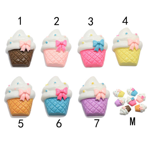 Resin Cupcake Dessert Popsicle  Flatback Cabochons Kawaii Bowtie Decor Dollhouse Cupcake Charms Scrapbooking Accessories