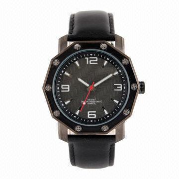 Hot selling fashion leather watch, 10 ATM resistance