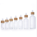 Frosted Glass Dropper Bottles Eye Dropper Bamboo Lids