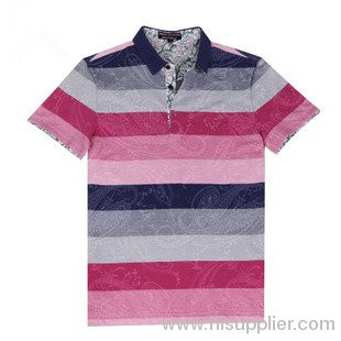 Stripe Men's Casual Short Sleeved Polo T-shirts 