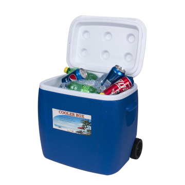 Portable Hot Sale 28L-30L Plastic Camping Cooler Box with Wheel