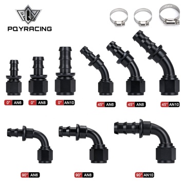 Universal AN6 AN8 AN10 Push-on Hose End Fittings for Fuel Oil Cooler - 0°, 45°, 90°, 180° Reusable Connections
