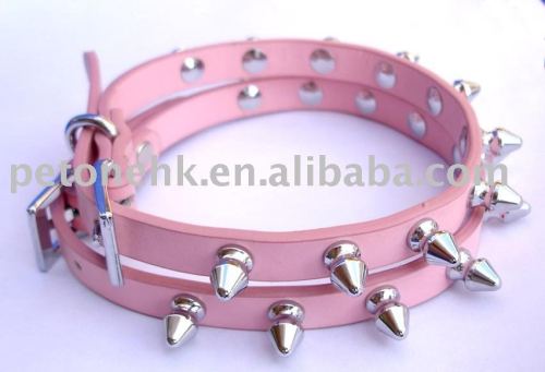 Pink Bullet leather dog collar dog collars and leashes