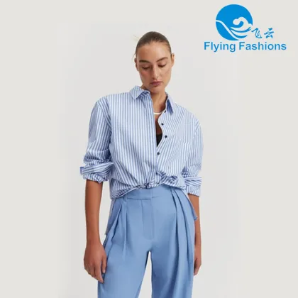 Blue and white striped cotton shirt