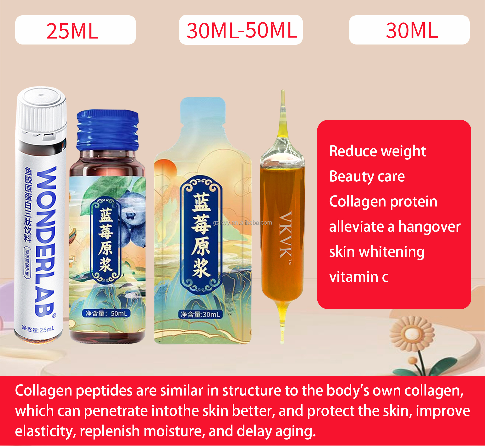 OEM/ODM Vegan Sugar Free Compound Protein Peptide Drink Maca Extract Weight Gain Syrup Oral Liquid Red ginseng oysters