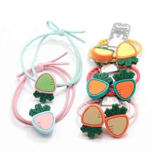 100 stks Mode Handgemaakte Hars Cartoon Wortel Elastische Elastiekjes Hoofddeksels Baby Meisjes Paardenstaart Houder Scrunchy Haaraccessoires