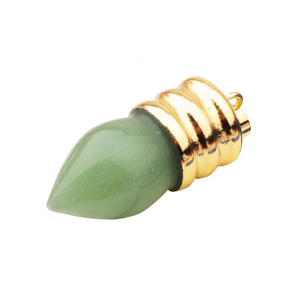 Ampoule Naturelle Pendentif Vert Pierre Avetnurine Plaqué Or