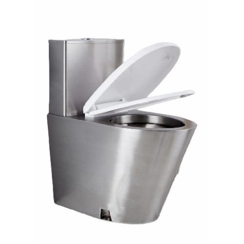 Toilette aus Edelstahl mit Deckel