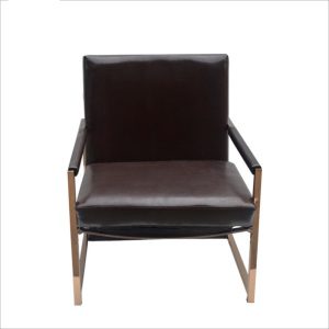 Gold stainless steel leather hotel relax sofa chair