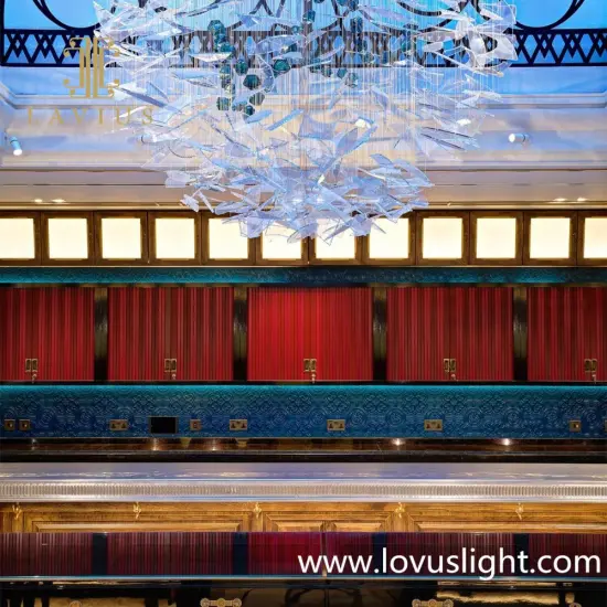 Villa Chandelier Villa decoration large hotel traditional embroidered ball shaped glass modern chandelier ceiling luxury