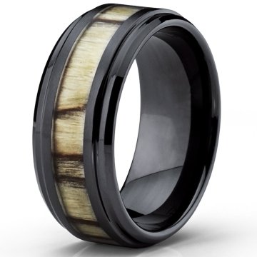 Anillo de camuflaje de boda de cerámica negra de 8 mm de alta calidad - joyas de cerámica al por mayor