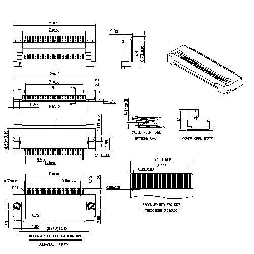 0.5mm Pitch FPC SMT Right-Angle Bottom contact with Flip-lock Actuator FPC0.5-XXRMBXX12 0.5mm Pitch FPC SMT Right-Angle Bottom contact with Flip-lock Actuator FPC0.5-XXRMBXX12
