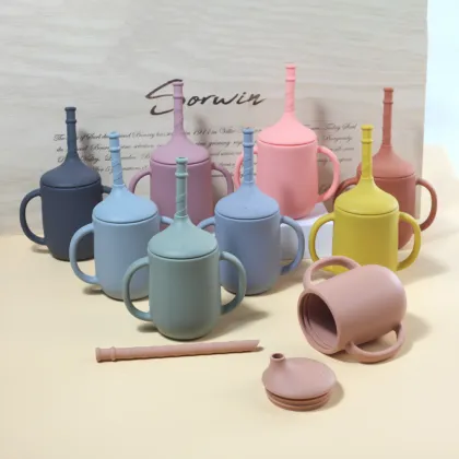 Silicone Straw Training Cup 360° Toddler Drinking Cup