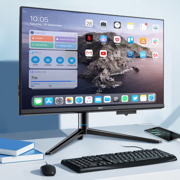 AOC 23.8-inch All-in-One Desktop Computer Set: Monoblock PC with UPS Battery