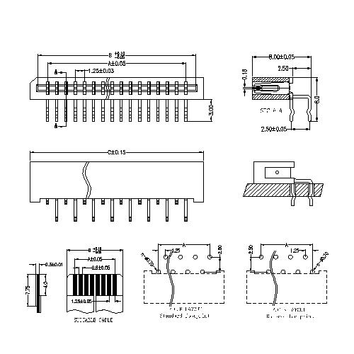 1.25mm FPC,NON ZIF,Dual contact ,Right angle DIP FPC1.25-XXRTDXXX1