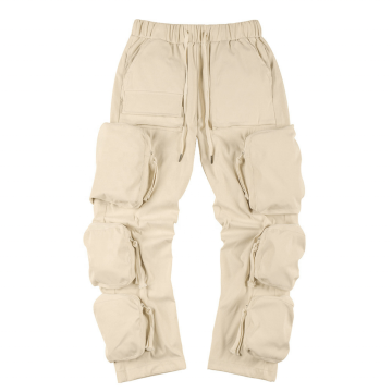 High Street Men's Baggy Cargo Pants with Multi-Pockets and Elastic Waist