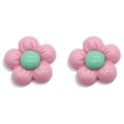 20mm Colorful Resin Flower Bead Flatback Accessory for Students Children Cute Earrings Finger Ring Making