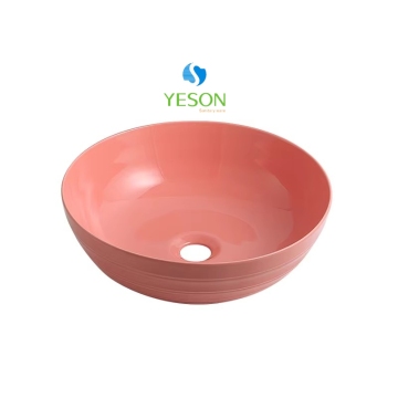 Pink Handmade Porcelain Bathroom Countertop Lavabo Sink
