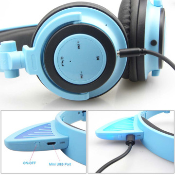 Auriculares inalámbricos con estilo promocionales de auriculares con orejas de gato para niños