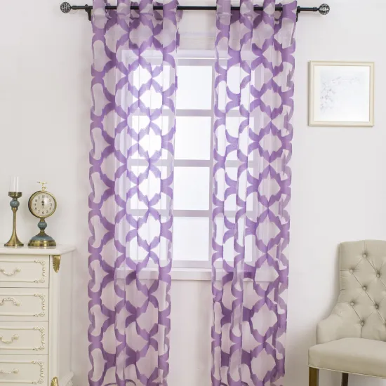 European American Style Hotel Living Room Window Curtains: Semi-Transparent Voile Jacquard Sheer Woven Soft Solid Shades