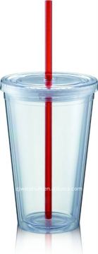 plastic cup/mug with lid and straw