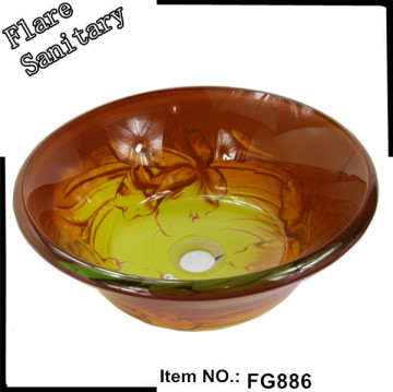 Glass vessel sink Glass Wash Basin Price