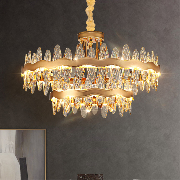 Lampadario moderno di cristallo a LED di lusso per soggiorno e sala da pranzo