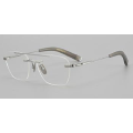 Titanium Rimless Designer Black Aviator Glasses