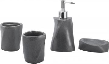 Black Polyresin Bathroom Accessory Set 4-piece
