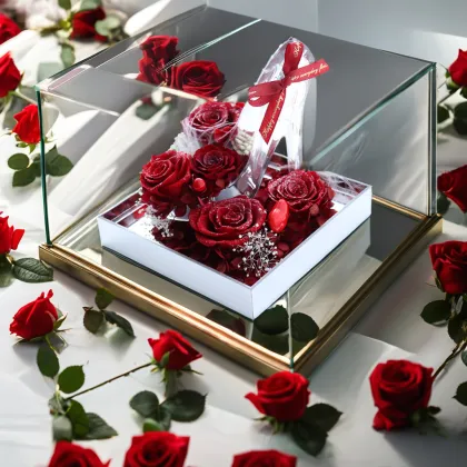 Eternal Rose in Cinderella Crystal Shoes: Preserved Flower Gifts for Weddings and Valentine's Day
