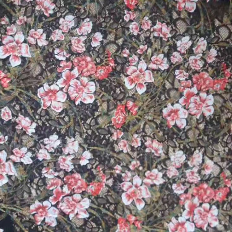 3D bestickte Blumen Polyester Spitze Damen Kleid Stoff