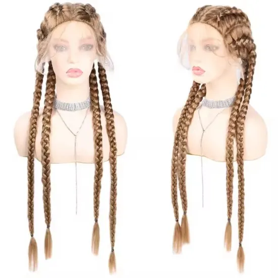 Glueless African Braided Lace Front Wigs for Black Women: Synthetic Braided Styles with Baby Hair