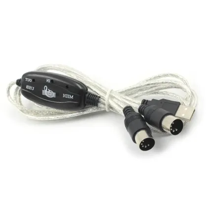USB IN-OUT MIDI Adapter Cable PC to Music Electronic Keyboard Converter Cord