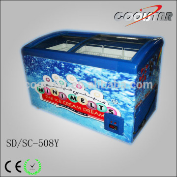 Hot sale glass door extra foamed arch chest freezer