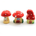 Vente chaude mignon Mini 3D mignon champignon rouge maison forme perles de résine 100 pièces plus récent jolie mode résine charmes pour décors